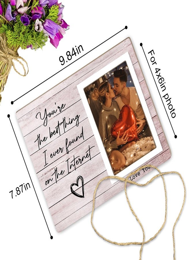 Itsoly You're The Best Thing I've Ever Found On The Internet Picture Frame, Birthday Valentine Gifts For Relationship Couple Husband Wife Lovers, Valentines, Couples Wooden Photo Frames - Image 2